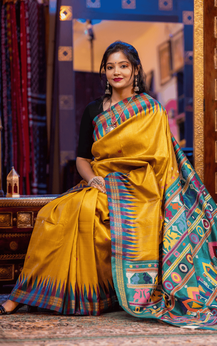 PARINITA DIVYA VASTRA DOLABEDI HERITAGE FINE TUSSAR HANDLOOM SILK SAREE