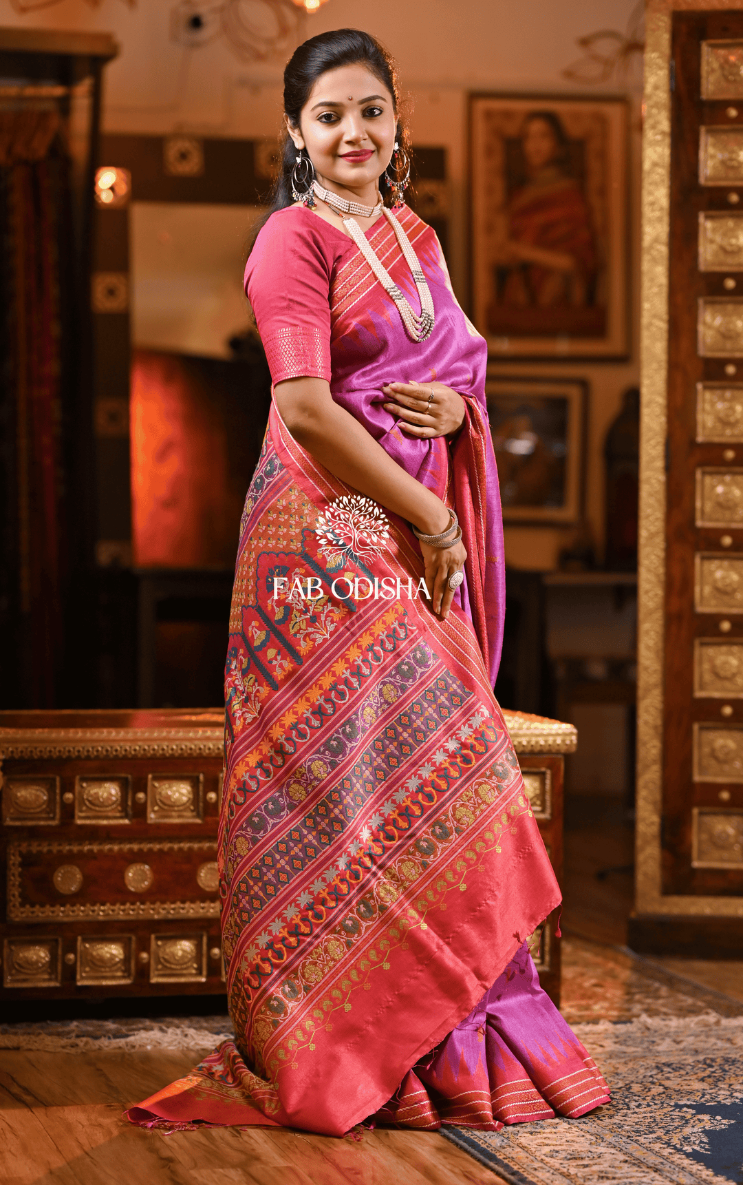 "CELESTIAL THREAD VASUNDHARA" RARE AND PREMIUM JACQUARD HAND-WOVEN FINE TUSSAR SILK SAREE