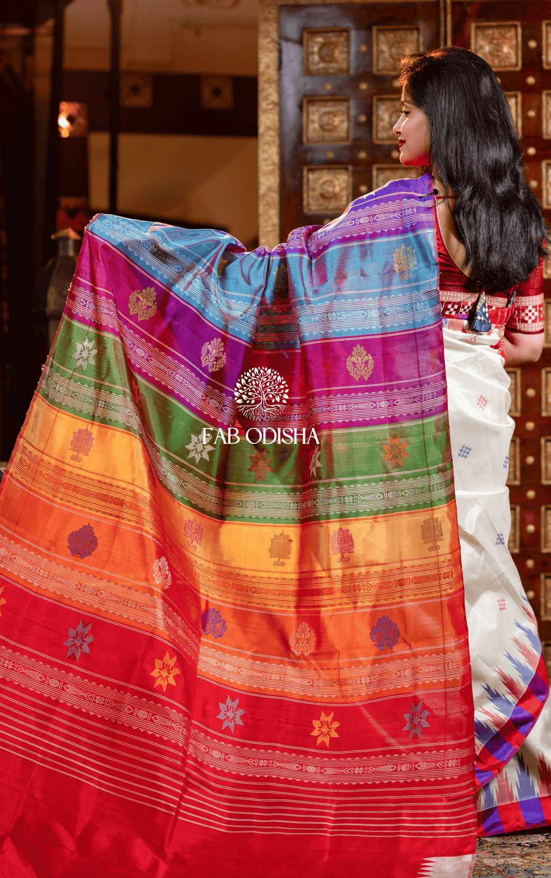 ROYAL SAMRAGNI BERHAMPURI DOUBLE AANCHAL PURE SILK PATTA SAREE