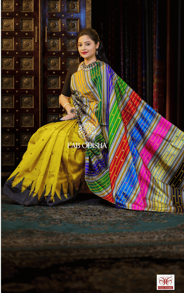 ROOPKUMARI BERHAMPURI DOUBLE AANCHAL PURE SILK PATTA SAREE
