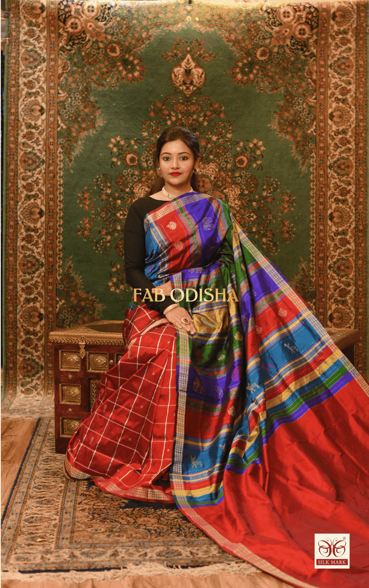 MOHEY BERHAMPURI DOUBLE AANCHAL PURE SILK PATTA SAREE