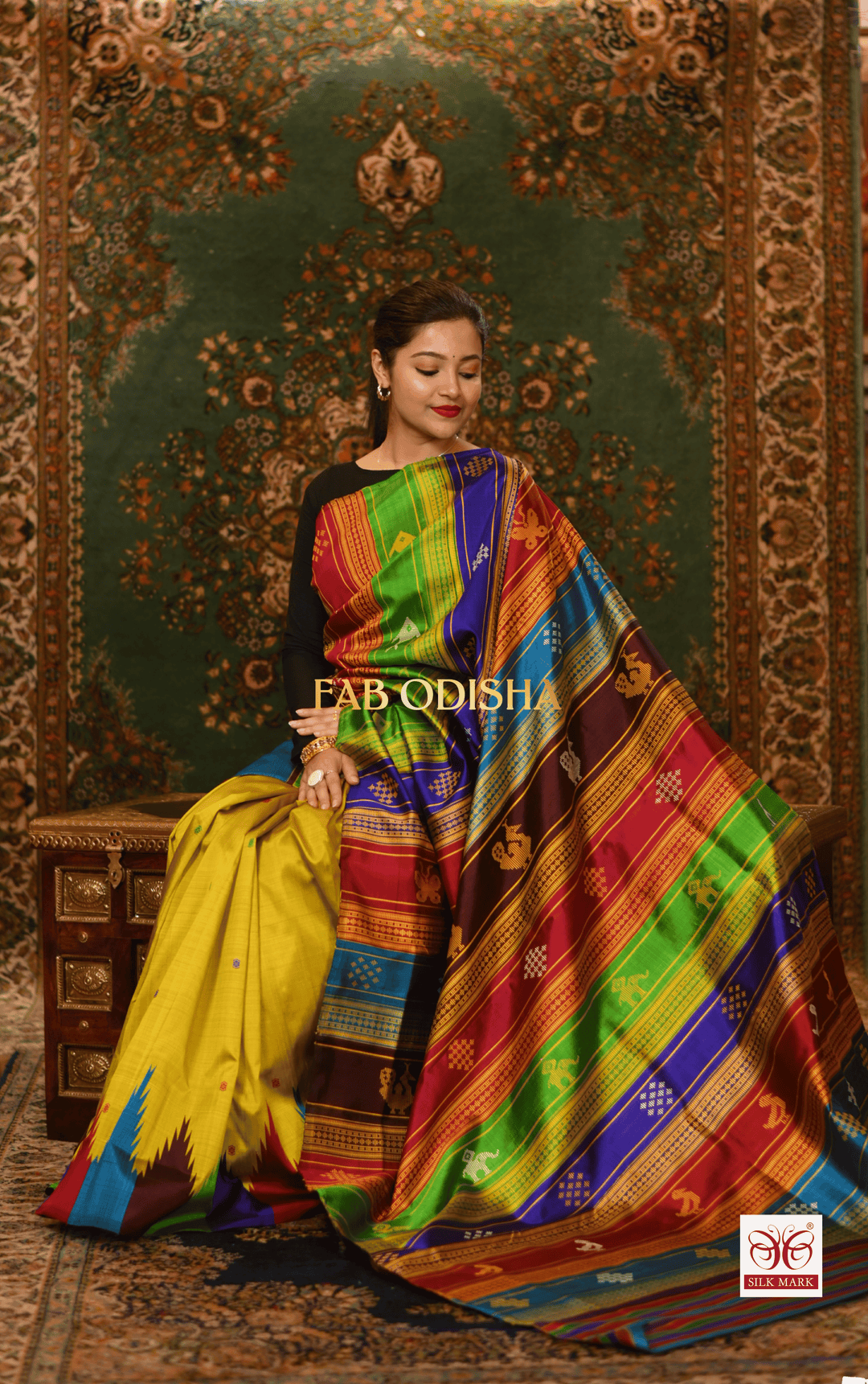 RAJNANDINI BERHAMPURI DOUBLE AANCHAL PURE SILK PATTA SAREE