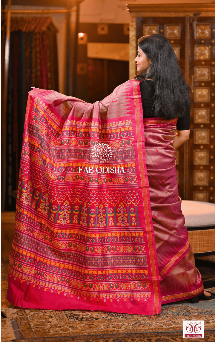 KAUSIKI CELESTIAL EMBRACE RARE AND PREMIUM JACQUARD HAND-WOVEN FINE TUSSAR SILK SAREE