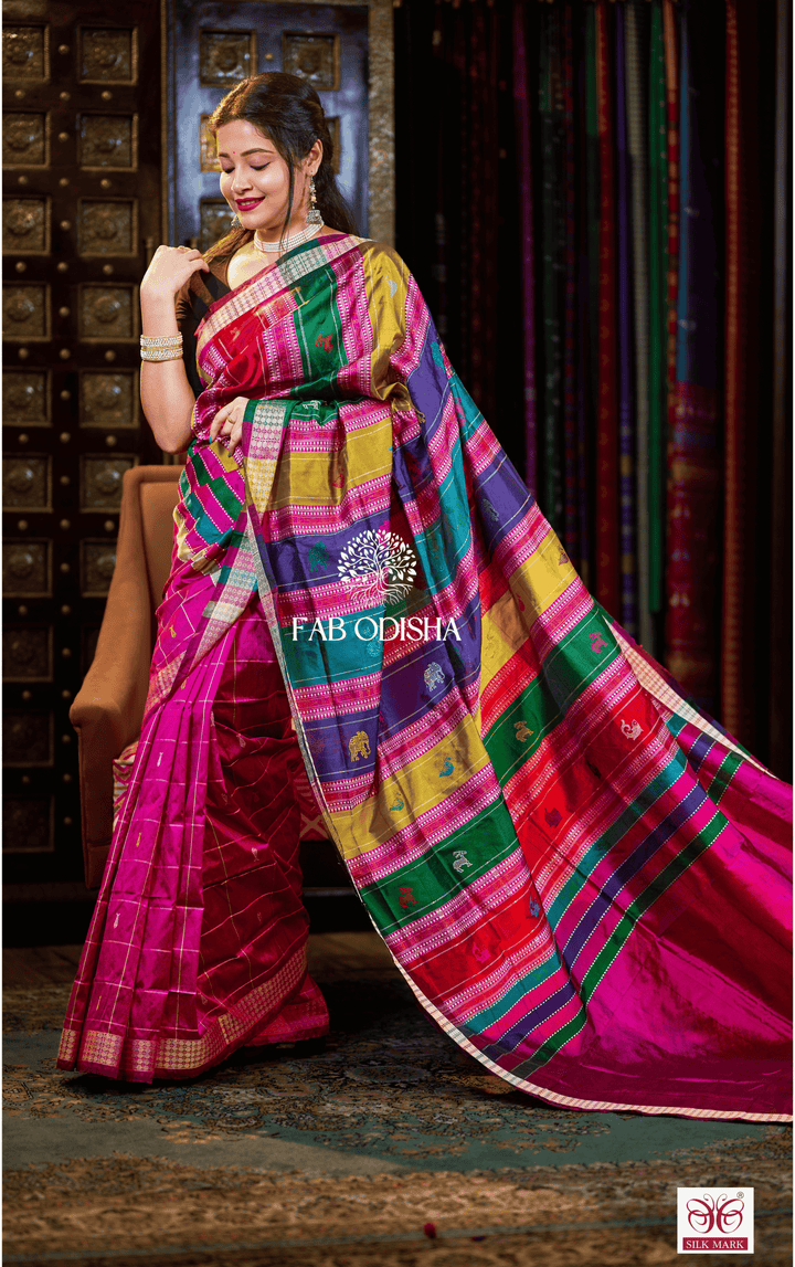 NOOR SYMPHONY BERHAMPURI DOUBLE AANCHAL PURE SILK PATTA SAREE