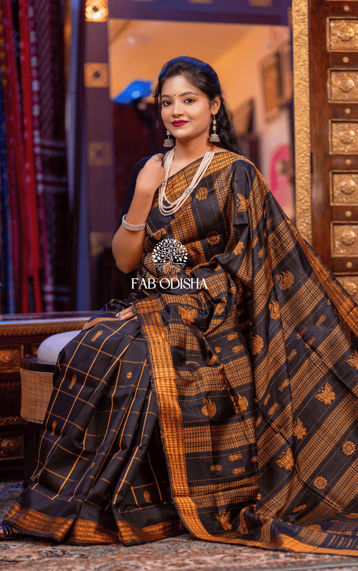 SATRANI EHTESHAM BERHAMPURI DOUBLE AANCHAL PURE SILK PATTA SAREE