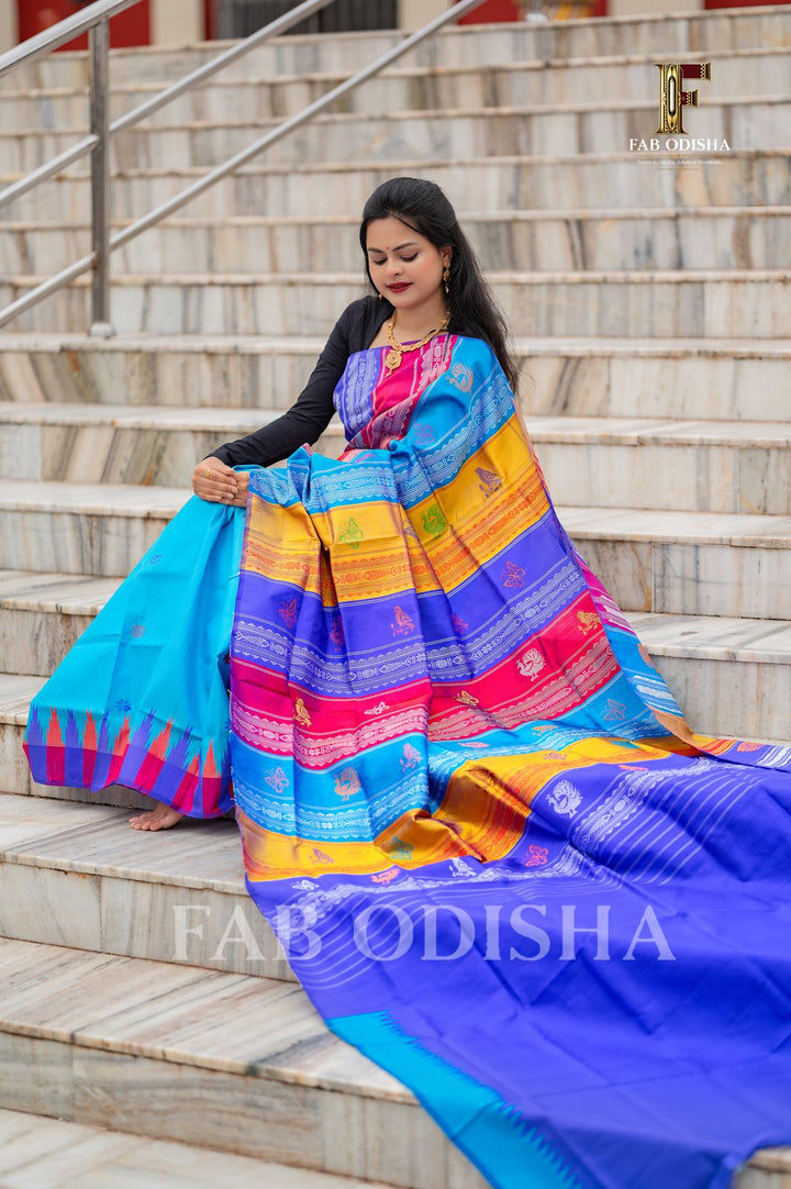 AARADHYA VASTRA BERHAMPURI HANDLOOM DOUBLE AANCHAL PURE SILK PATTA SAREE