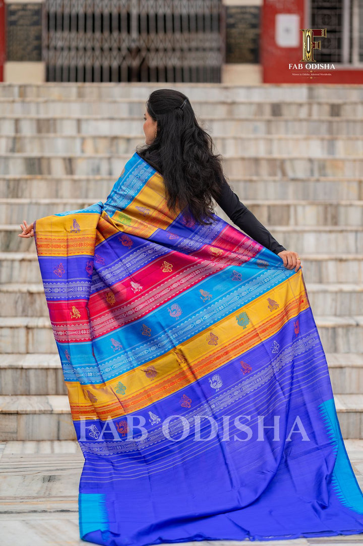 AARADHYA VASTRA BERHAMPURI HANDLOOM DOUBLE AANCHAL PURE SILK PATTA SAREE