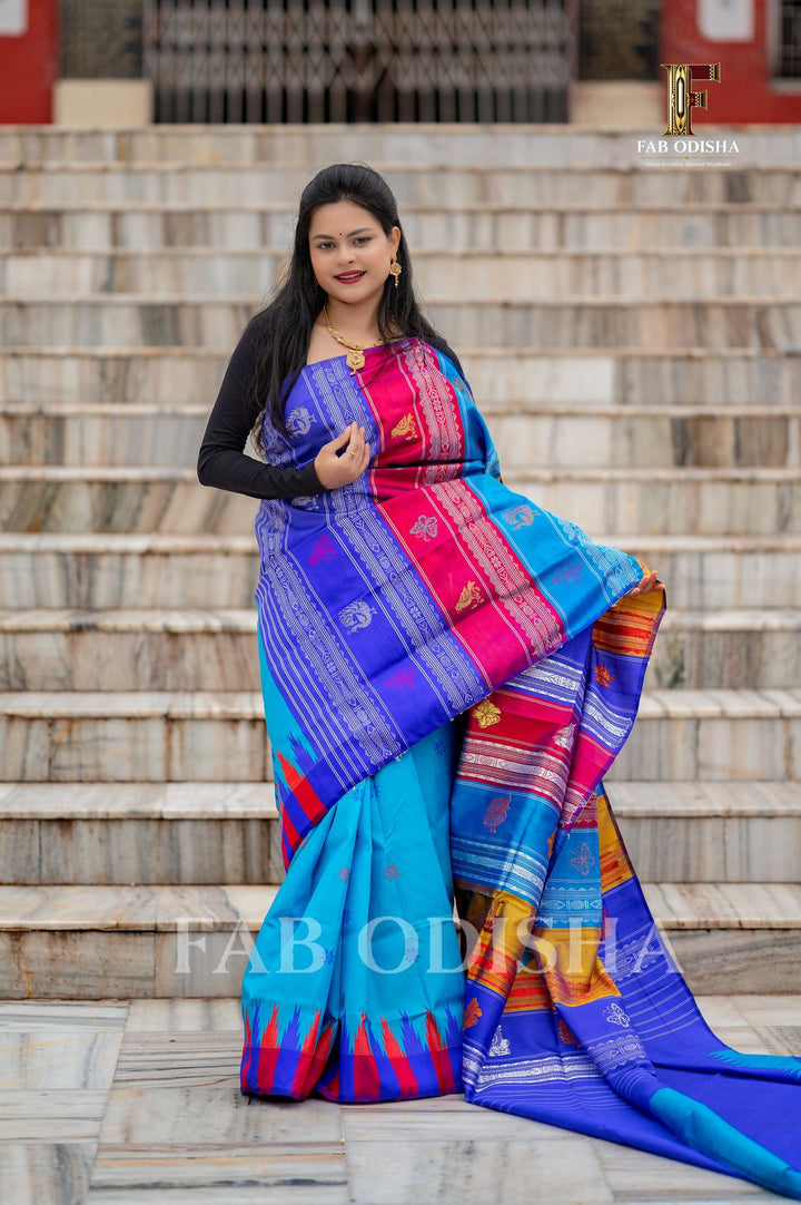 AARADHYA VASTRA BERHAMPURI HANDLOOM DOUBLE AANCHAL PURE SILK PATTA SAREE