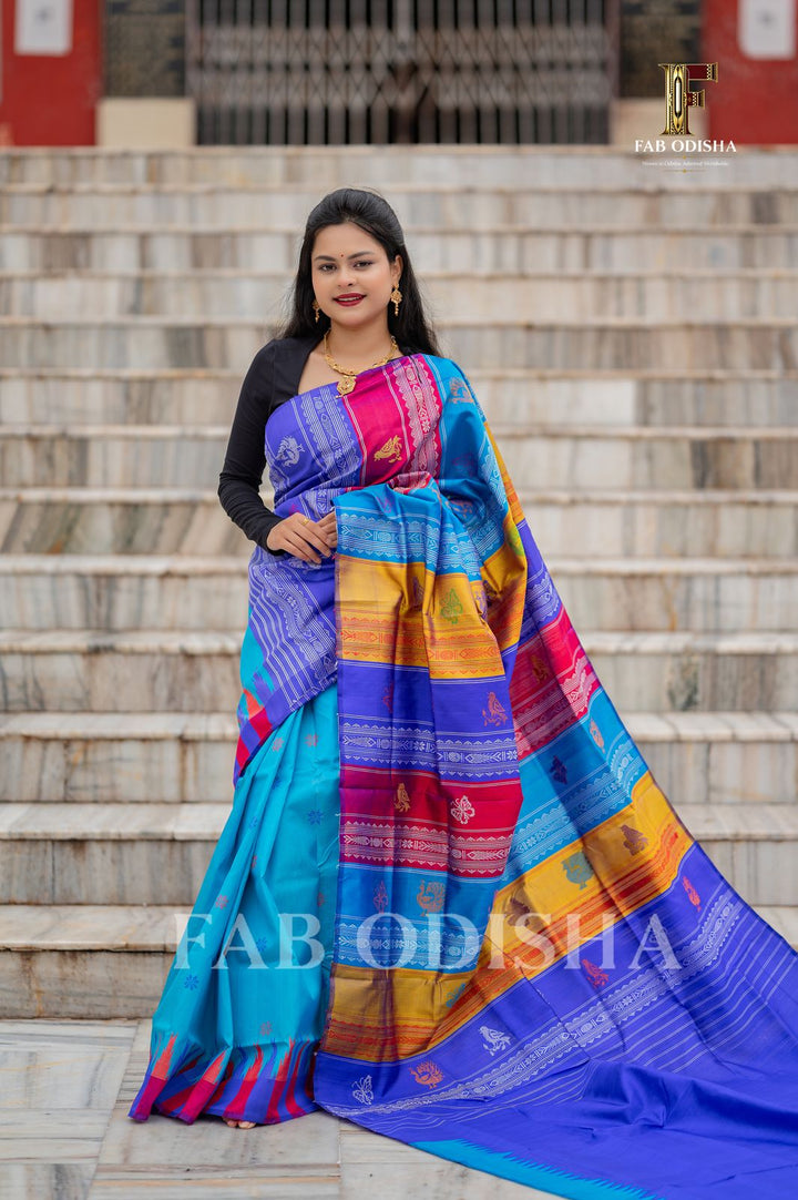 AARADHYA VASTRA BERHAMPURI HANDLOOM DOUBLE AANCHAL PURE SILK PATTA SAREE