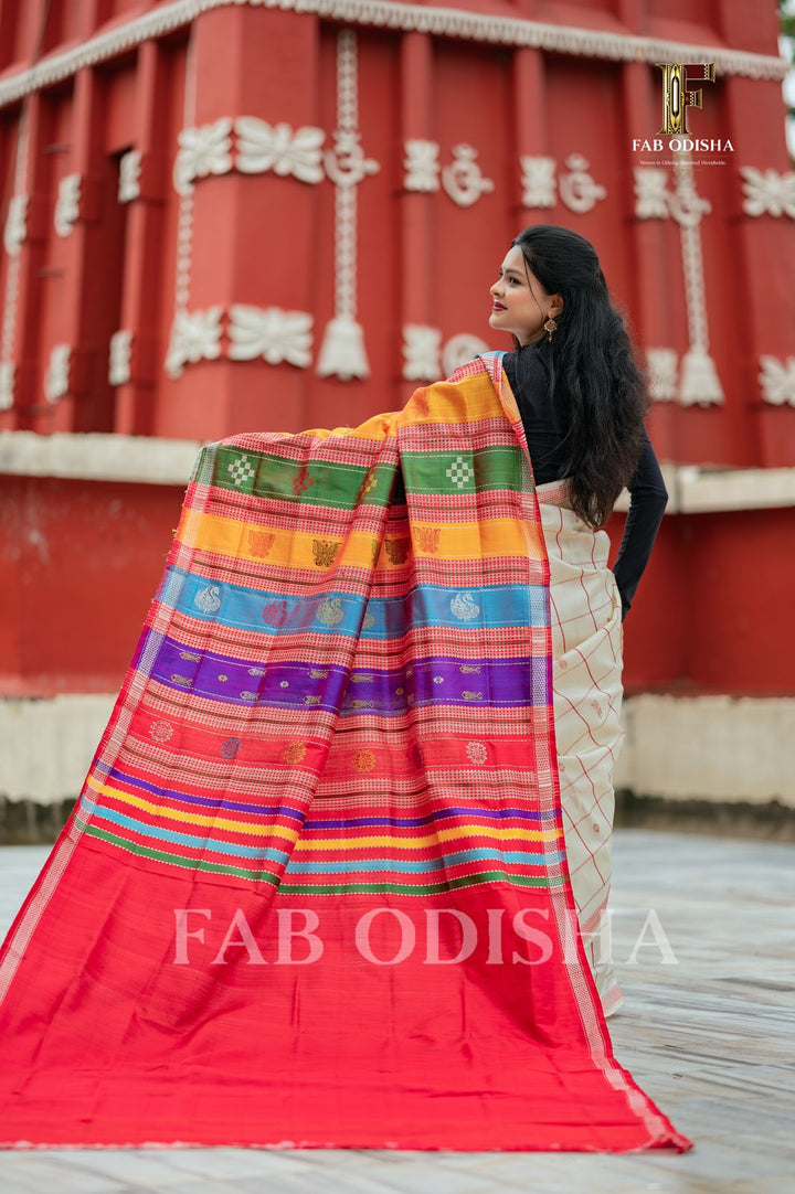 PADMAVATI VASTRA BERHAMPURI HANDLOOM DOUBLE AANCHAL PURE SILK PATTA SAREE