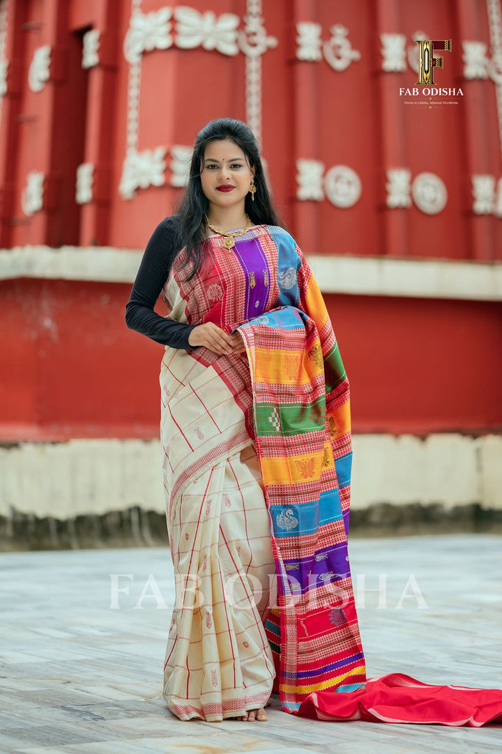 PADMAVATI VASTRA BERHAMPURI HANDLOOM DOUBLE AANCHAL PURE SILK PATTA SAREE