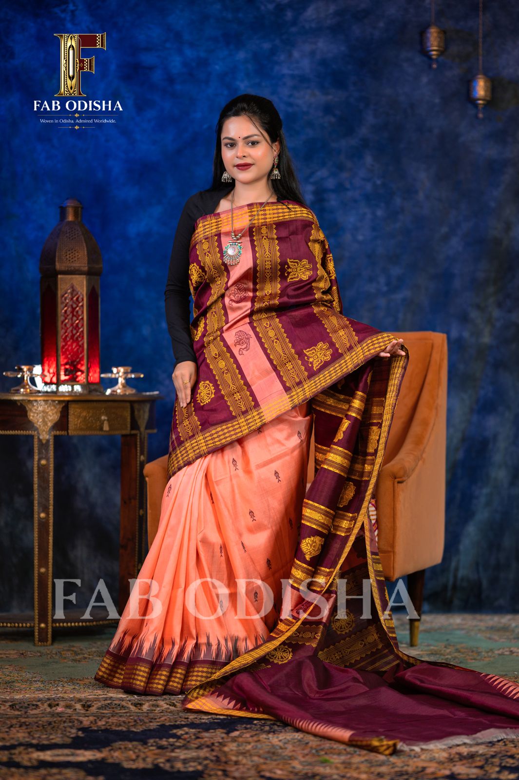 KADAMBINI HERITAGE BERHAMPURI HANDLOOM DOUBLE AANCHAL PURE SILK PATTA SAREE