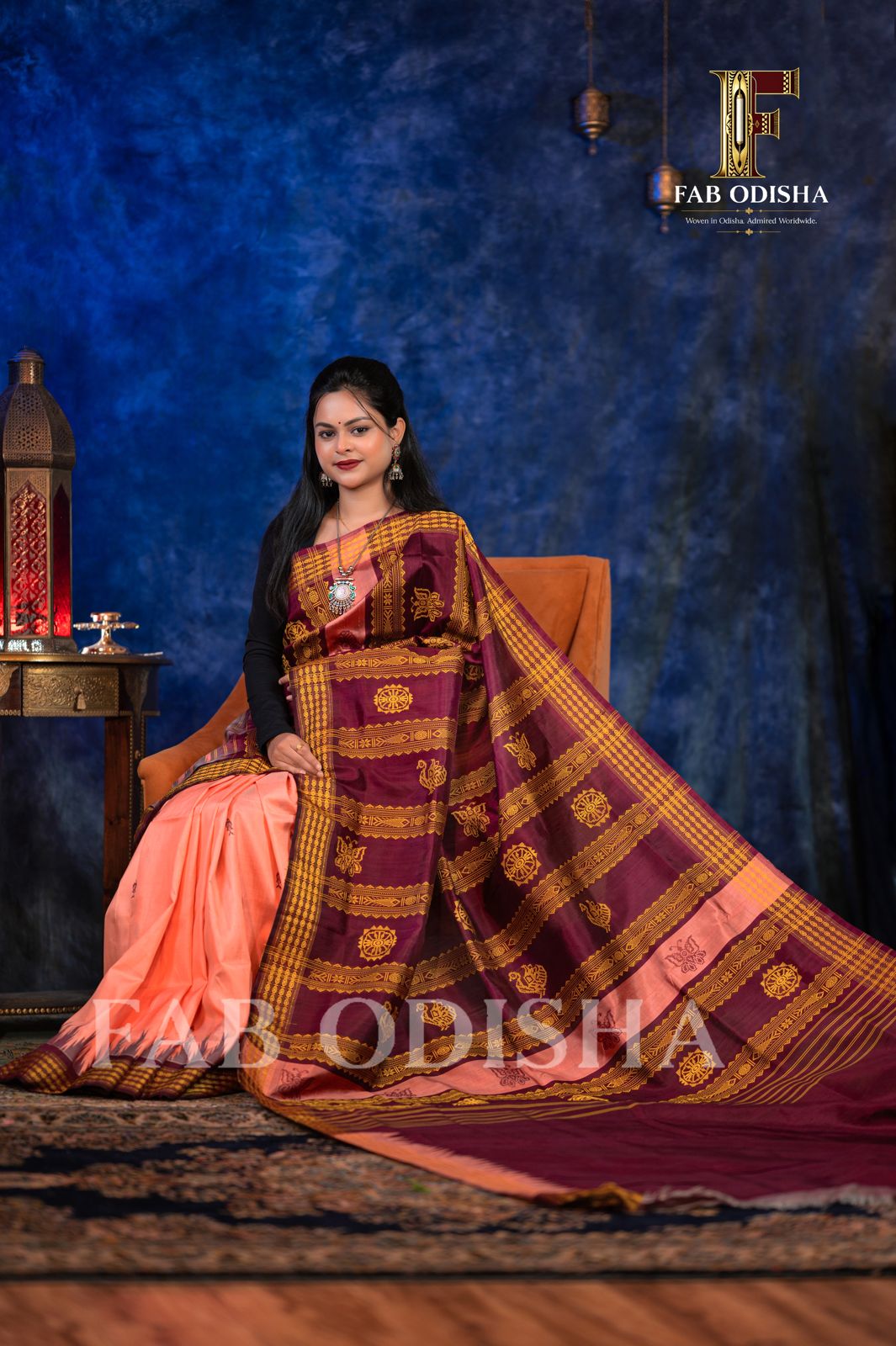 KADAMBINI HERITAGE BERHAMPURI HANDLOOM DOUBLE AANCHAL PURE SILK PATTA SAREE