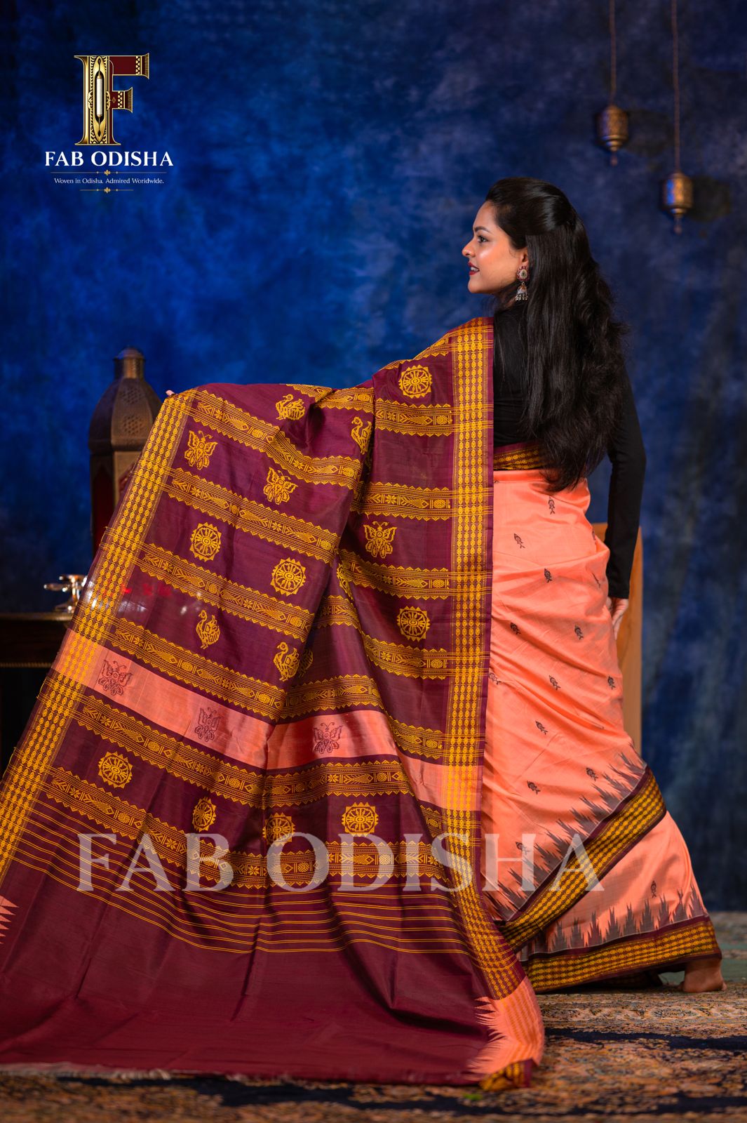 KADAMBINI HERITAGE BERHAMPURI HANDLOOM DOUBLE AANCHAL PURE SILK PATTA SAREE