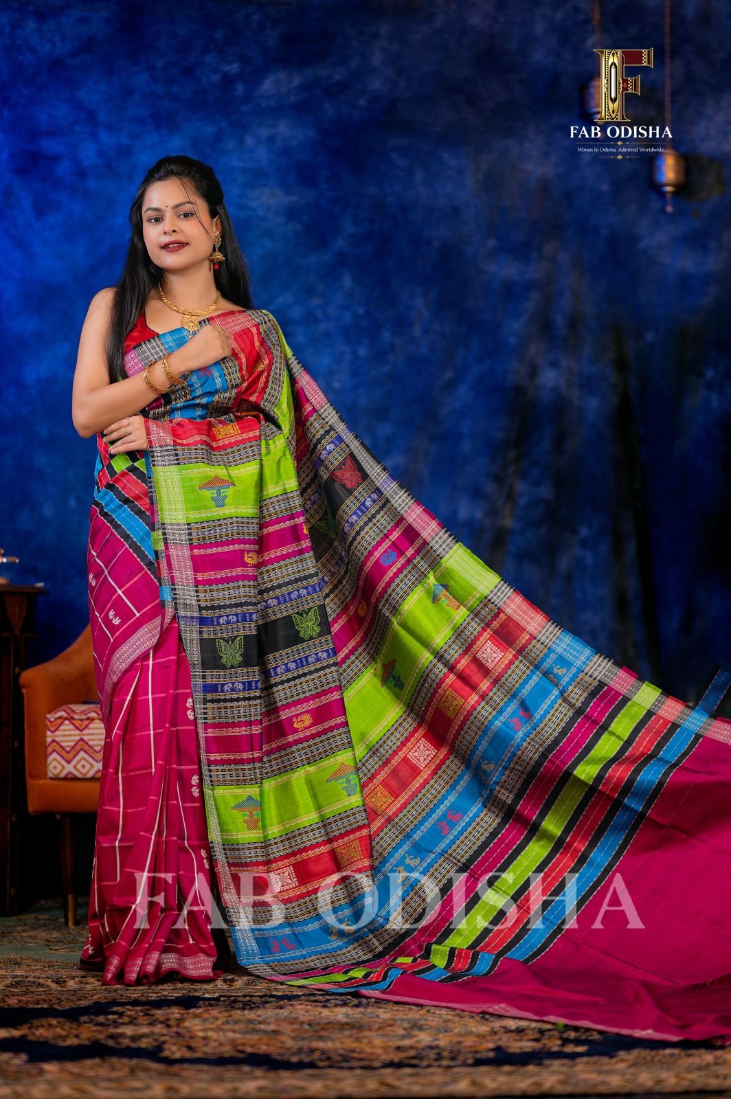 GAJAGAMINI REGAL EXCLUSIVE BERHAMPURI HANDLOOM DOUBLE AANCHAL PURE SILK PATTA SAREE