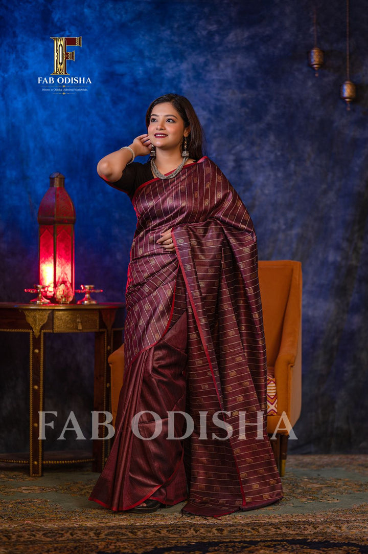 TATSAVI ZARI LUXE EDITION MASTER WEAVE FINE TUSSAR SILK SAREE