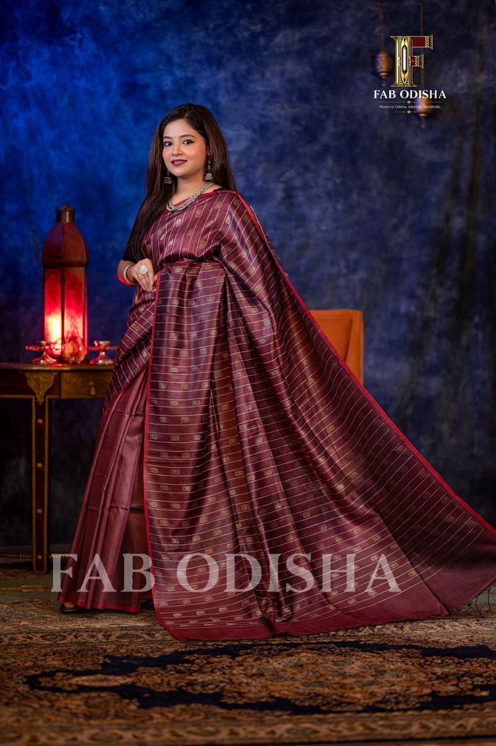 TATSAVI ZARI LUXE EDITION MASTER WEAVE FINE TUSSAR SILK SAREE