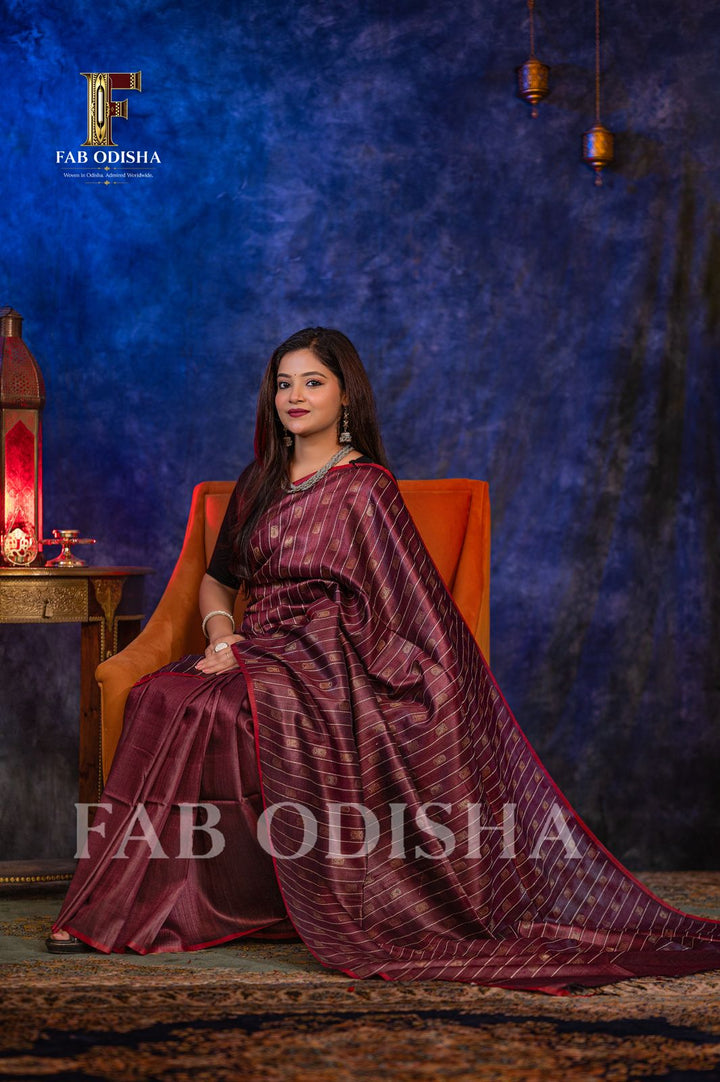 TATSAVI ZARI LUXE EDITION MASTER WEAVE FINE TUSSAR SILK SAREE