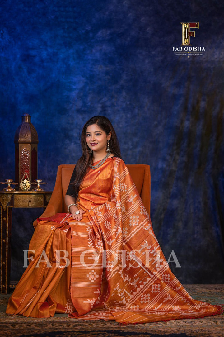 MANDAKINI GANJAMI BOMKAI HERITAGE FINE TUSSAR SILK SAREE