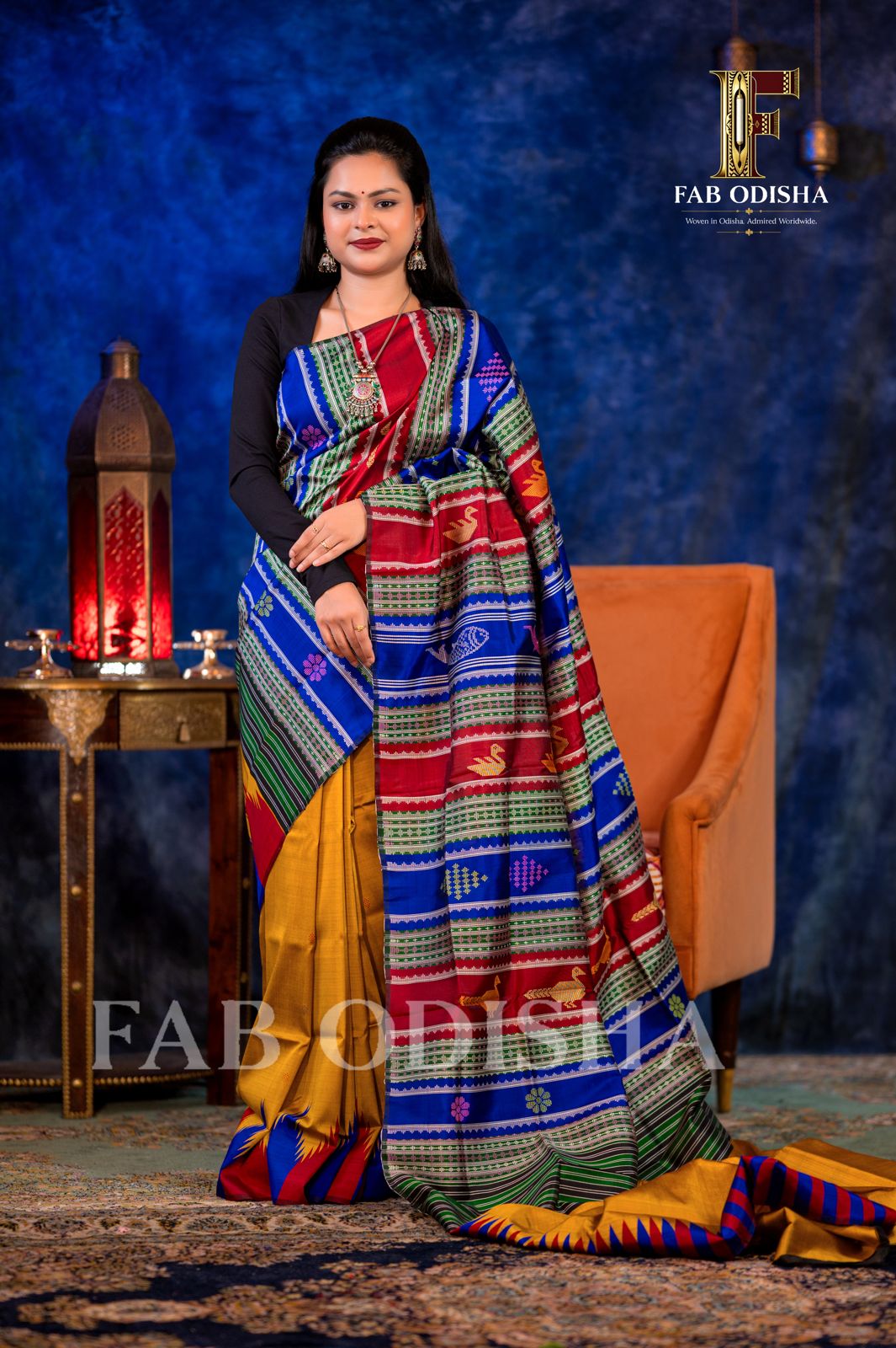 RANGAMAYURI BERHAMPURI HANDLOOM DOUBLE AANCHAL PURE SILK PATTA SAREE