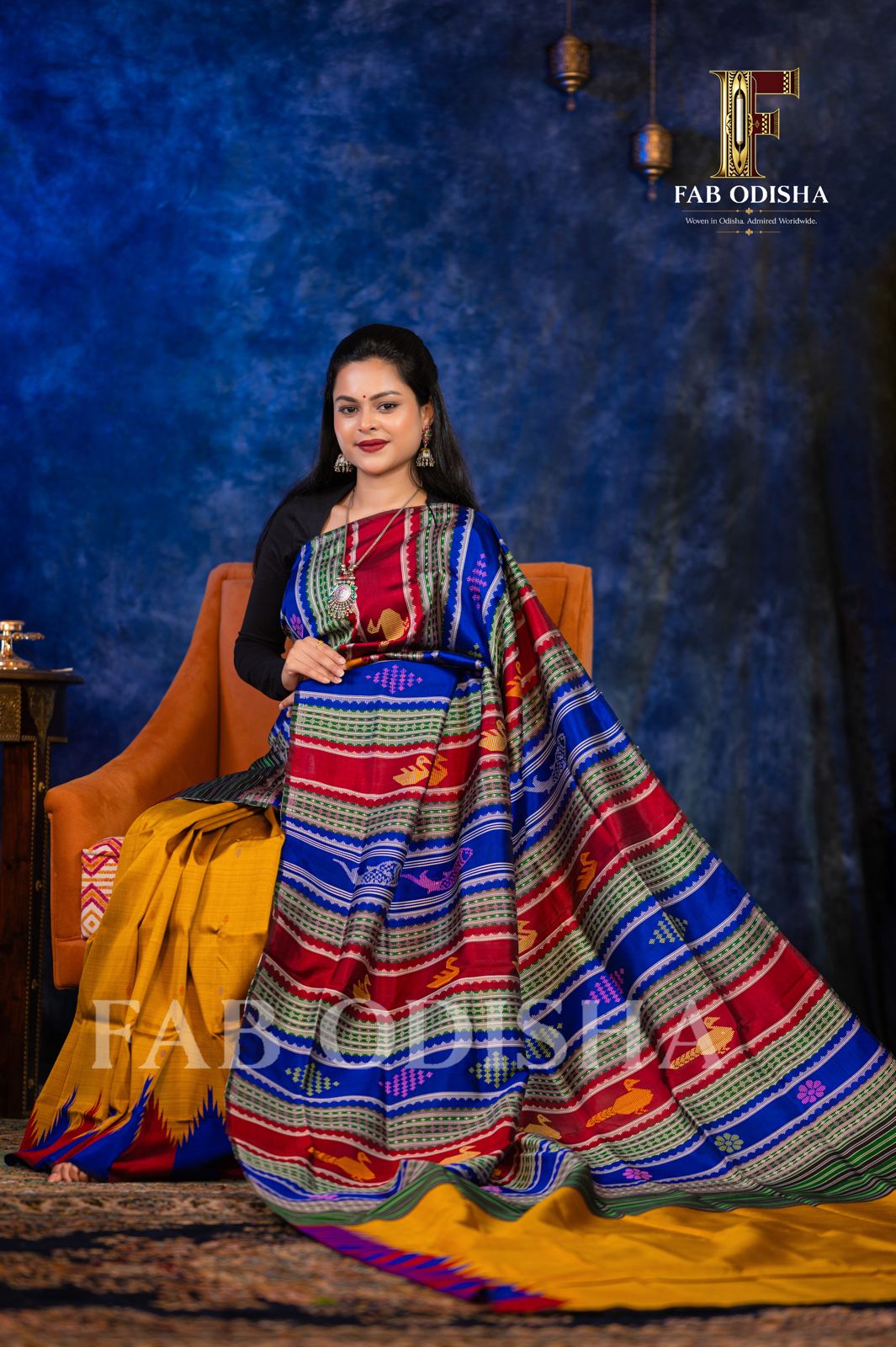 RANGAMAYURI BERHAMPURI HANDLOOM DOUBLE AANCHAL PURE SILK PATTA SAREE