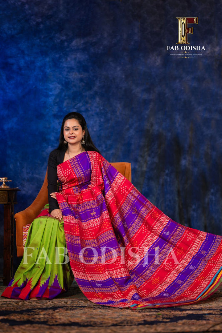 NAVYA VINTAGE VASTRAM BERHAMPURI HANDLOOM DOUBLE AANCHAL PURE SILK PATTA SAREE