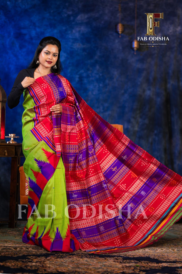 NAVYA VINTAGE VASTRAM BERHAMPURI HANDLOOM DOUBLE AANCHAL PURE SILK PATTA SAREE