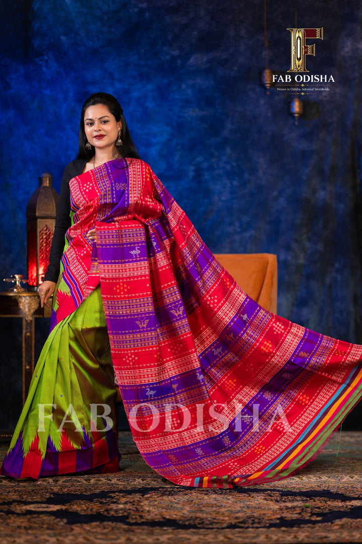 NAVYA VINTAGE VASTRAM BERHAMPURI HANDLOOM DOUBLE AANCHAL PURE SILK PATTA SAREE