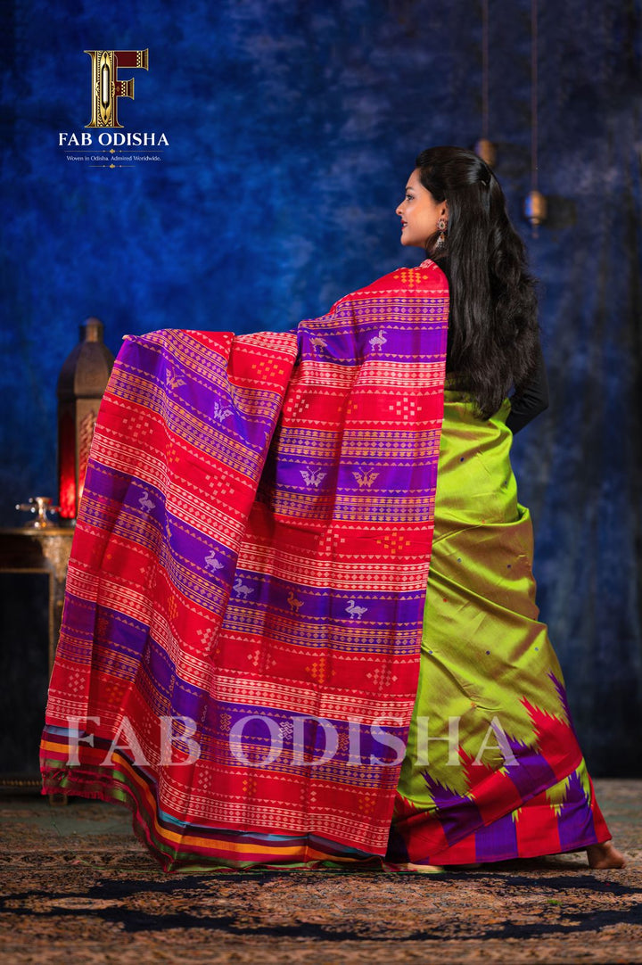 NAVYA VINTAGE VASTRAM BERHAMPURI HANDLOOM DOUBLE AANCHAL PURE SILK PATTA SAREE
