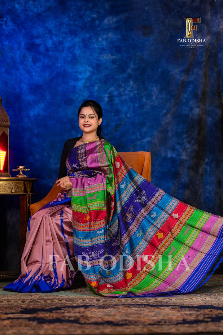 APSARA SADHNA BERHAMPURI HANDLOOM DOUBLE AANCHAL PURE SILK PATTA SAREE