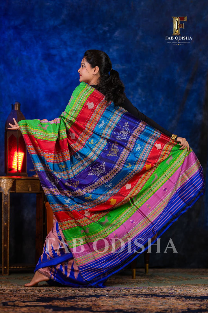 APSARA SADHNA BERHAMPURI HANDLOOM DOUBLE AANCHAL PURE SILK PATTA SAREE