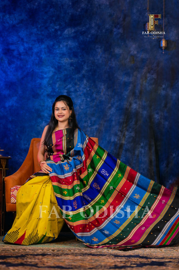 KALYANI VASTRA VANDANA BERHAMPURI HANDLOOM DOUBLE AANCHAL PURE SILK PATTA SAREE