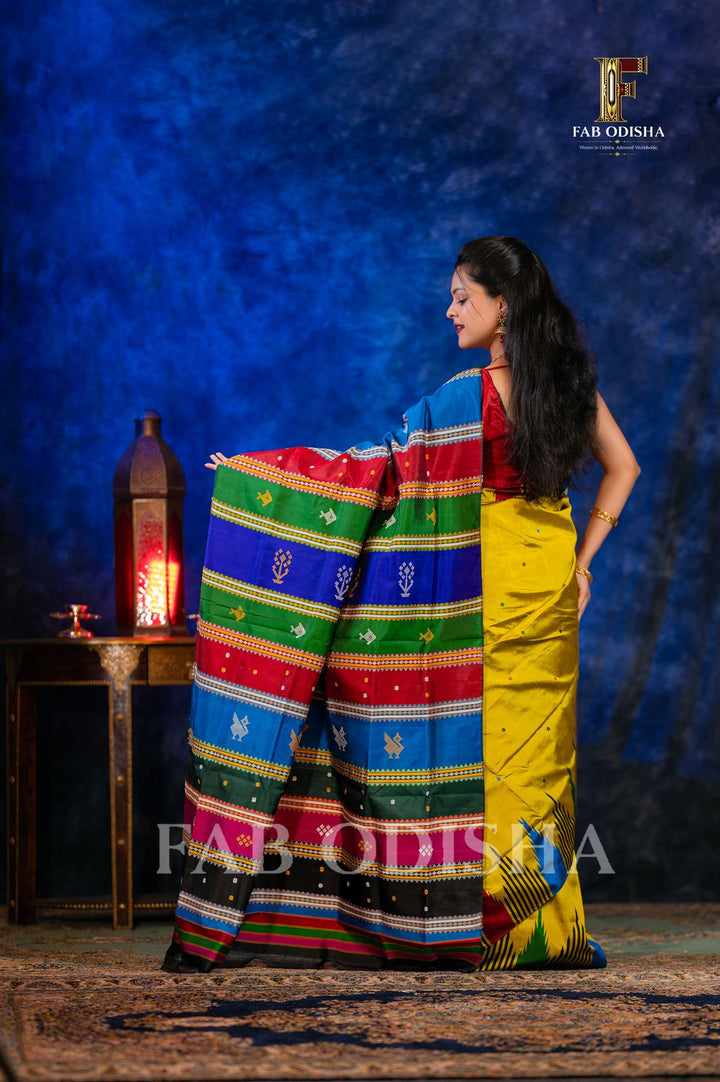 KALYANI VASTRA VANDANA BERHAMPURI HANDLOOM DOUBLE AANCHAL PURE SILK PATTA SAREE