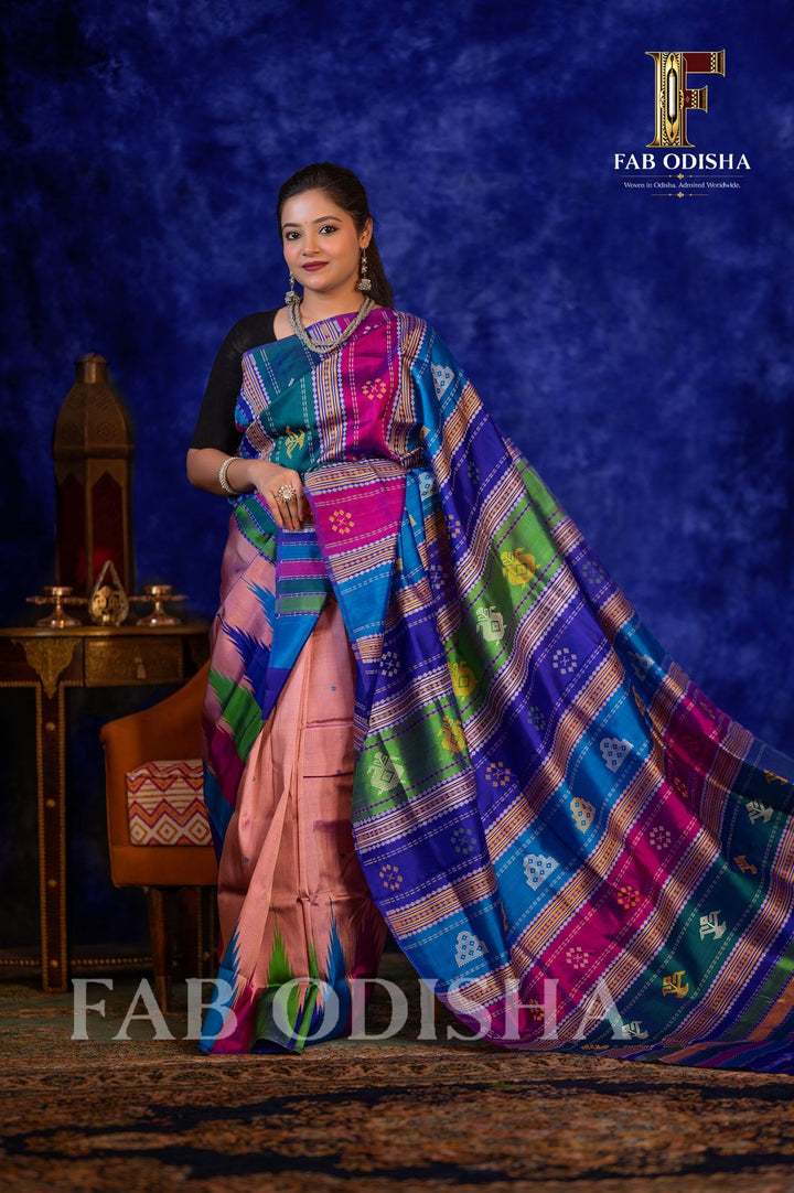 GAURI SUTRA BERHAMPURI HANDLOOM DOUBLE AANCHAL PURE SILK PATTA SAREE