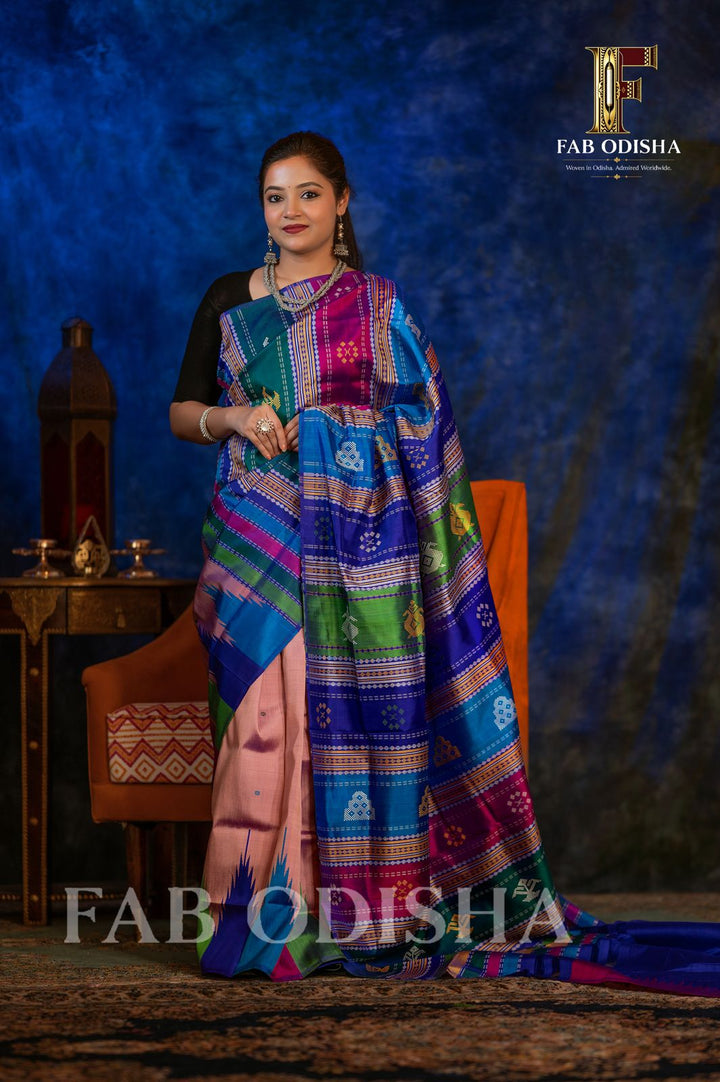 GAURI SUTRA BERHAMPURI HANDLOOM DOUBLE AANCHAL PURE SILK PATTA SAREE