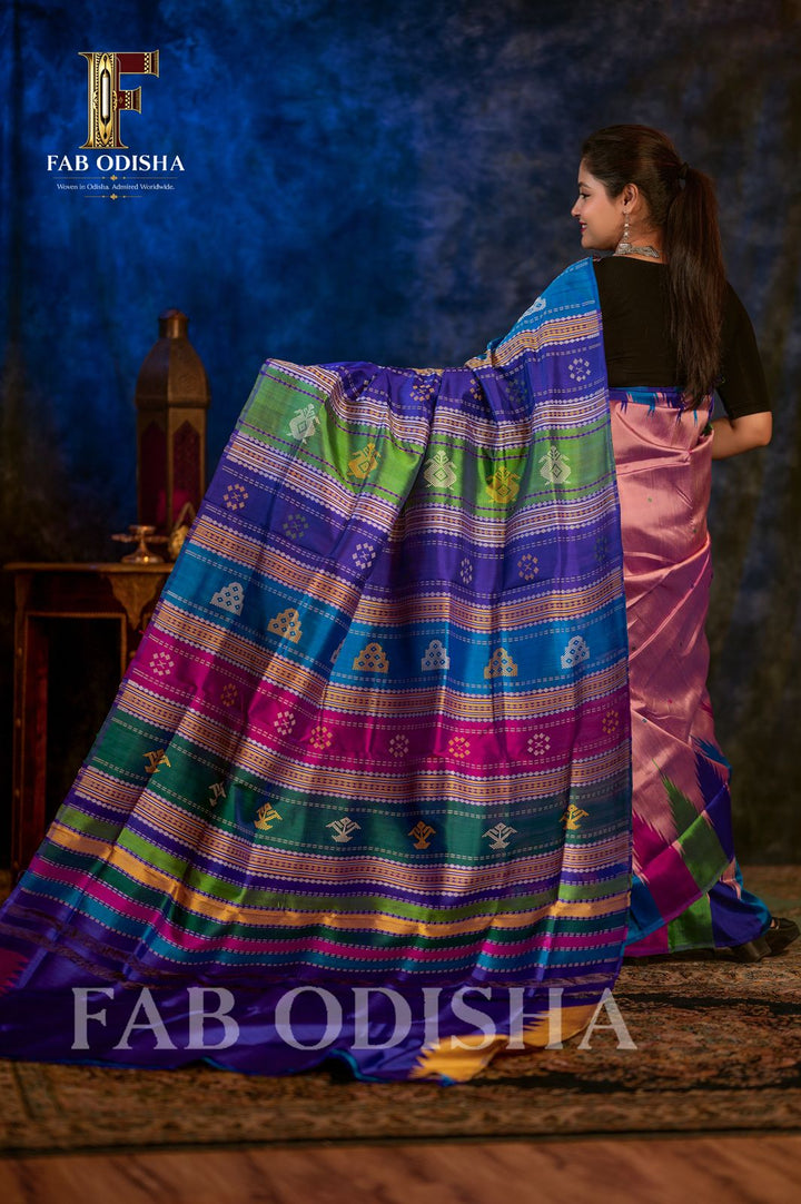 GAURI SUTRA BERHAMPURI HANDLOOM DOUBLE AANCHAL PURE SILK PATTA SAREE