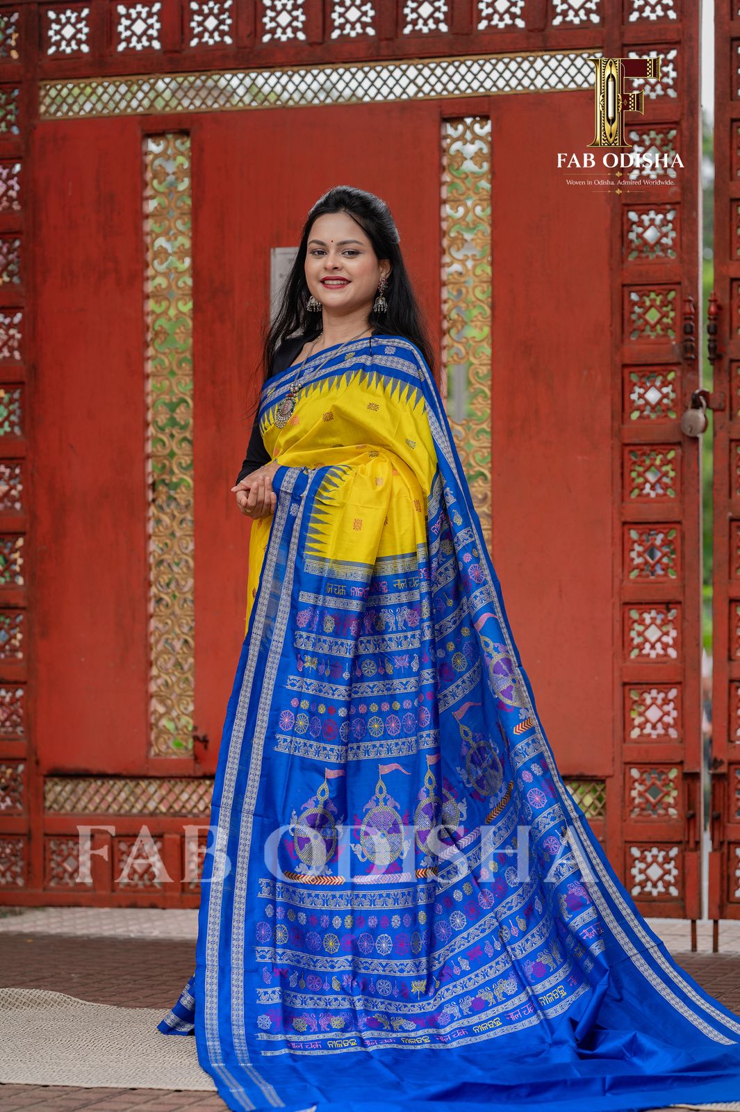 PATITA PABAN NILA CHAKRA HERITAGE SAMBALPURI HANDLOOM PURE SILK SAREE