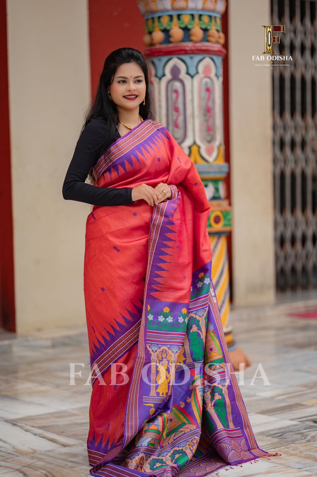 NANDI GHOSHA SHREE MANDIR HERITAGE EXCLUSIVE FINE TUSSAR SILK SAREE