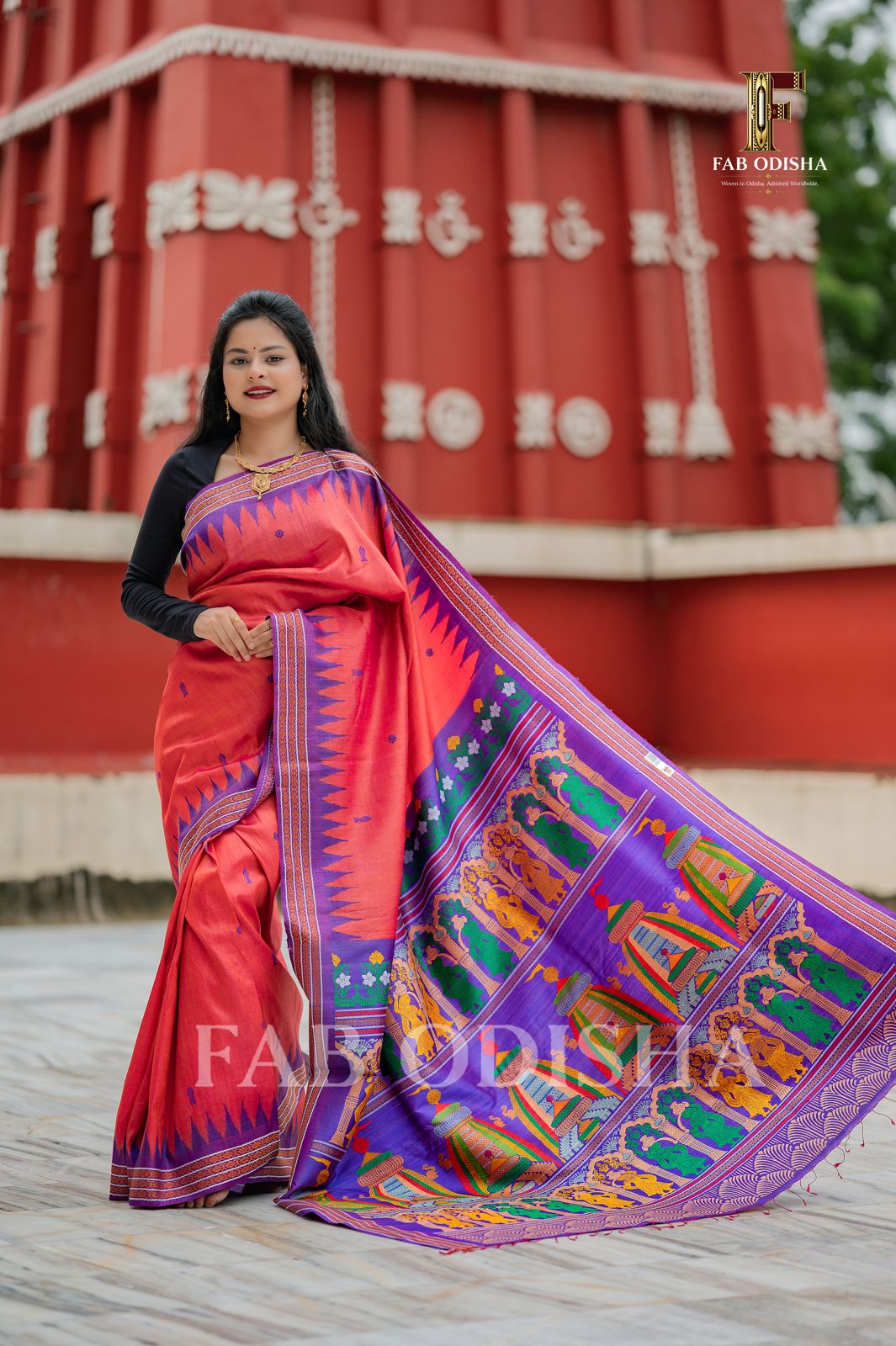 NANDI GHOSHA SHREE MANDIR HERITAGE EXCLUSIVE FINE TUSSAR SILK SAREE