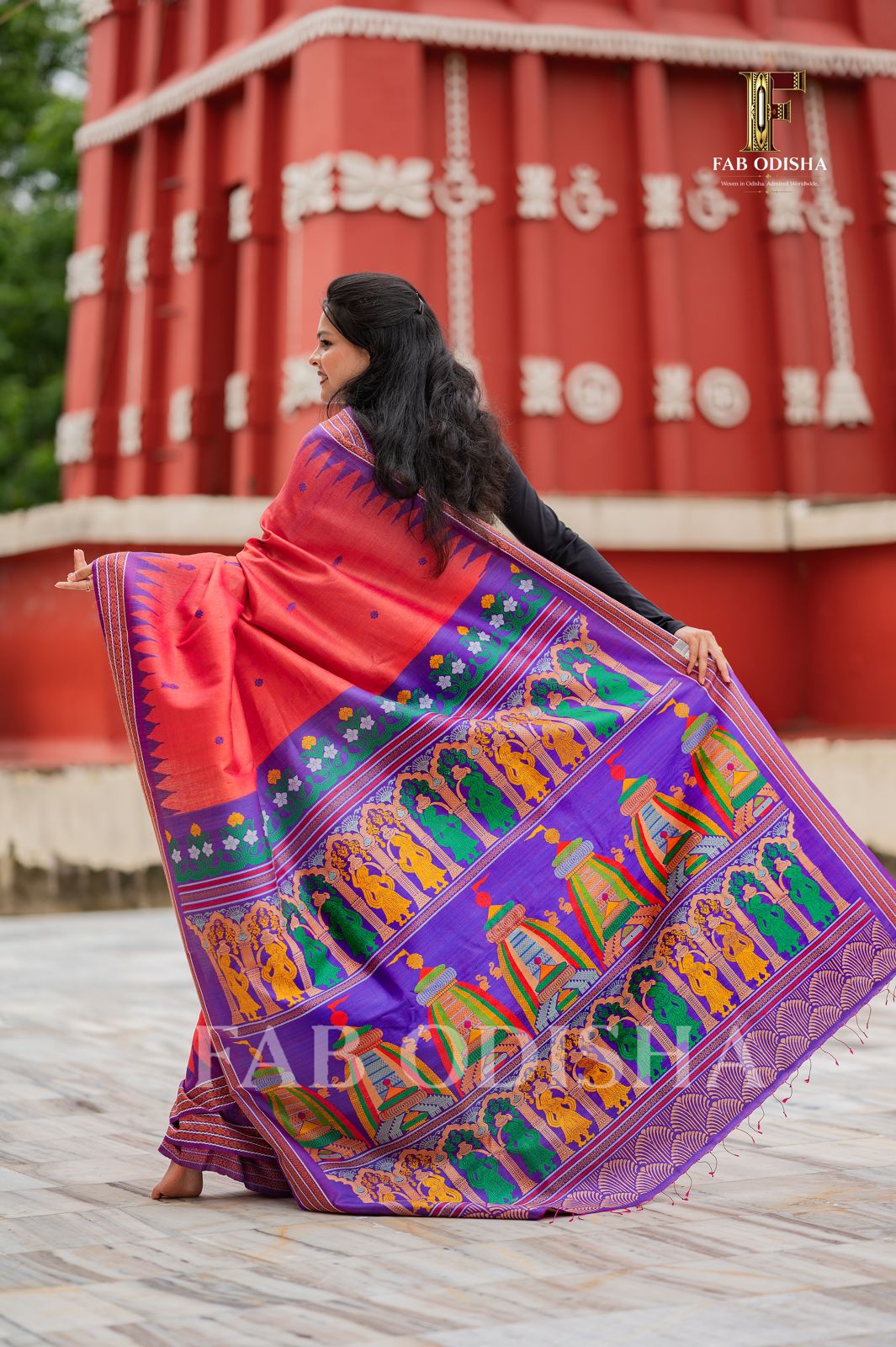 NANDI GHOSHA SHREE MANDIR HERITAGE EXCLUSIVE FINE TUSSAR SILK SAREE