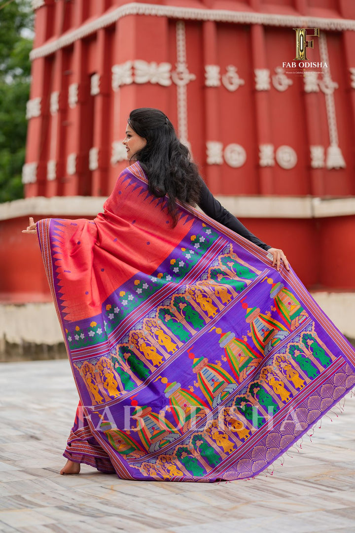NANDI GHOSHA SHREE MANDIR HERITAGE EXCLUSIVE FINE TUSSAR SILK SAREE
