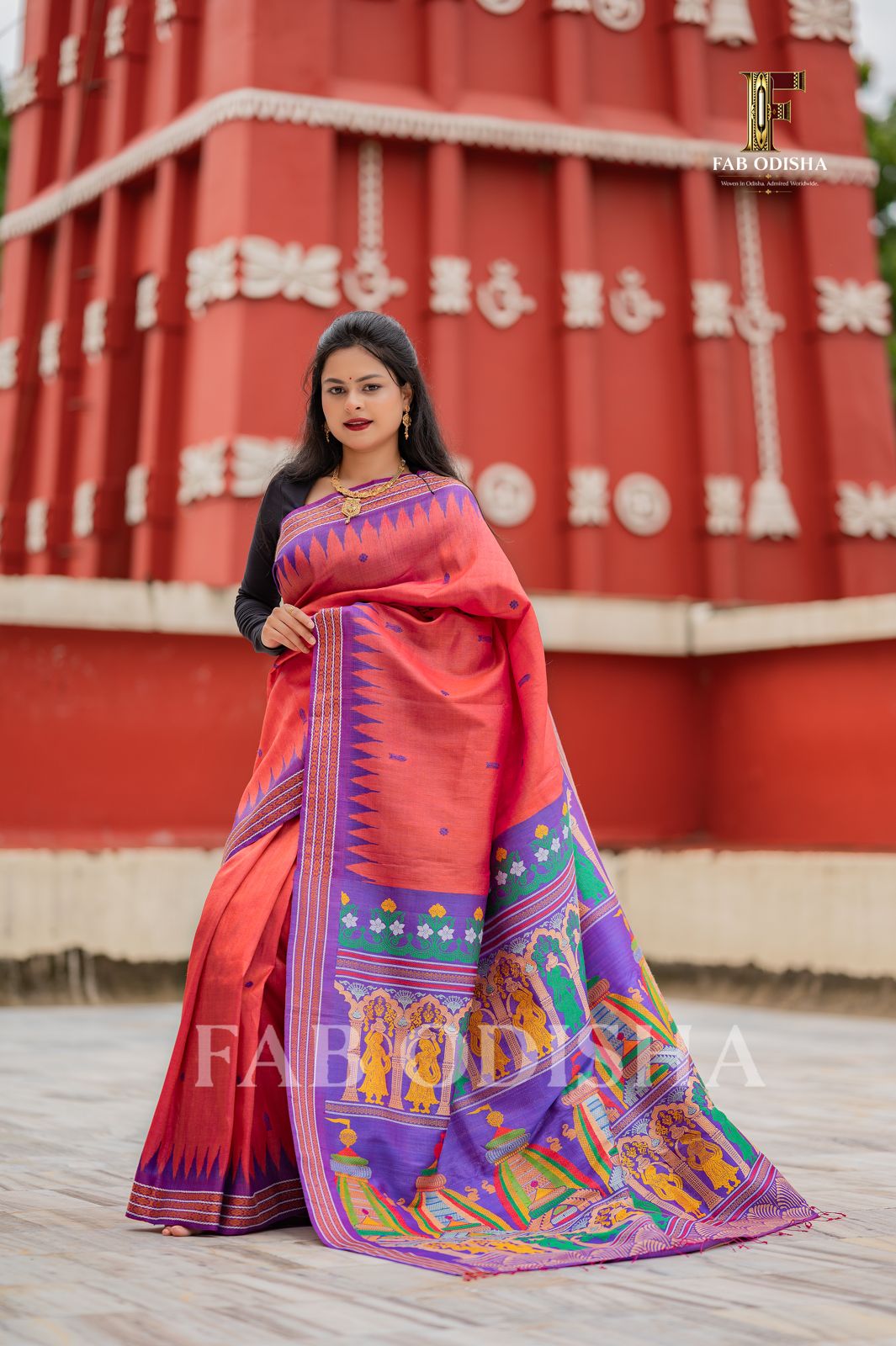 NANDI GHOSHA SHREE MANDIR HERITAGE EXCLUSIVE FINE TUSSAR SILK SAREE