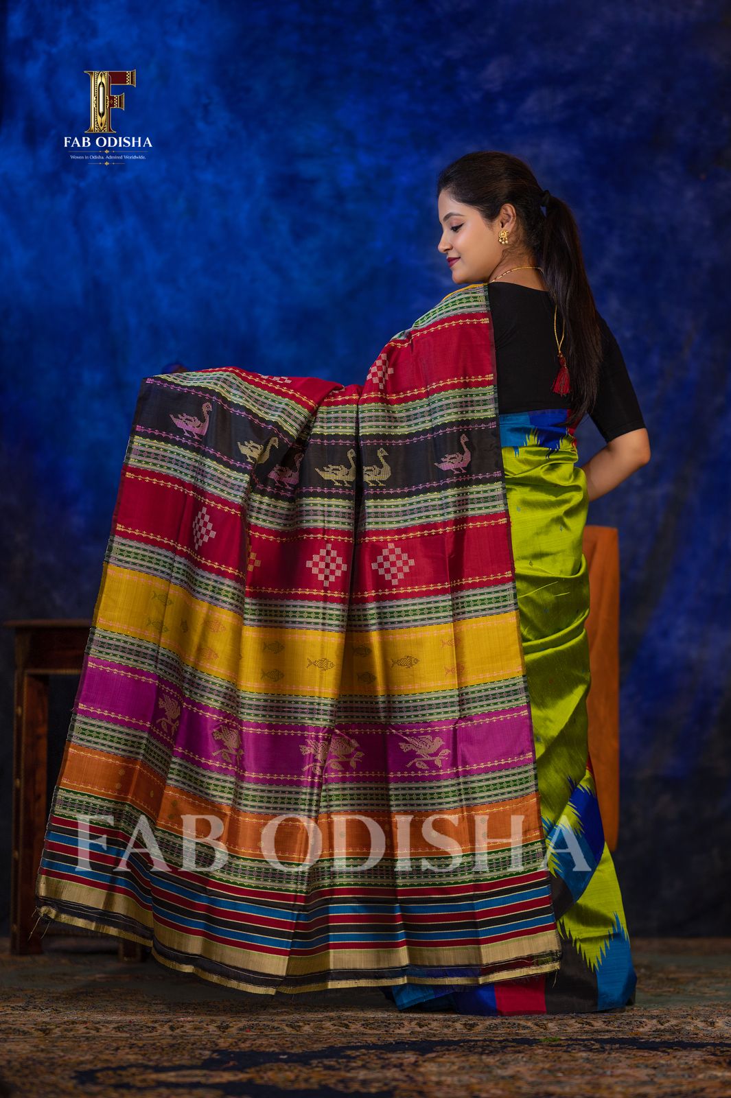 TRISARA DEVAM BERHAMPURI HANDLOOM DOUBLE AANCHAL PURE SILK PATTA SAREE
