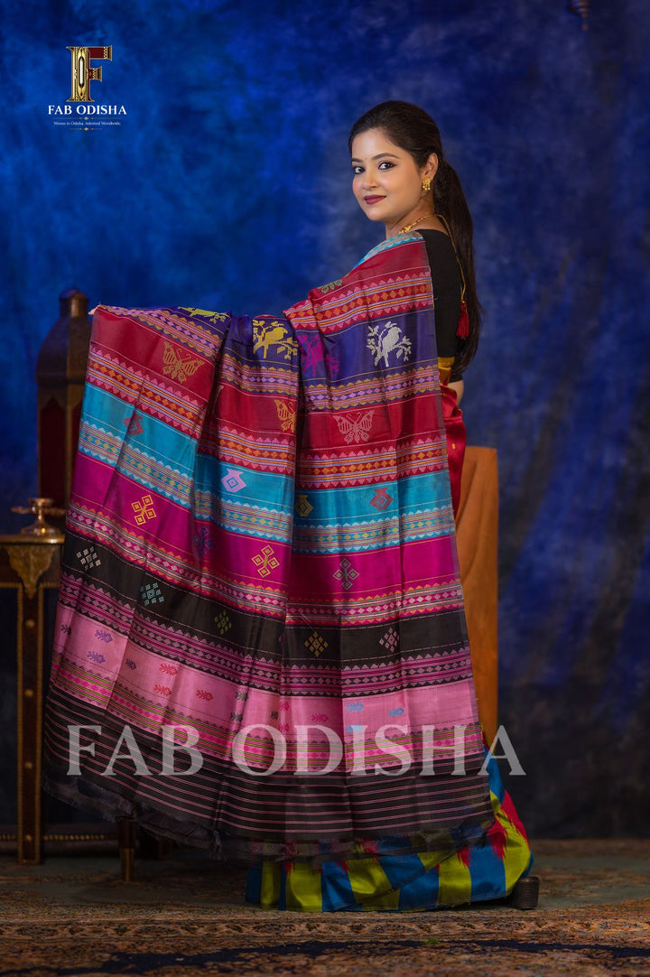 SANSKRITI DIVYA BERHAMPURI HANDLOOM DOUBLE AANCHAL PURE SILK PATTA SAREE