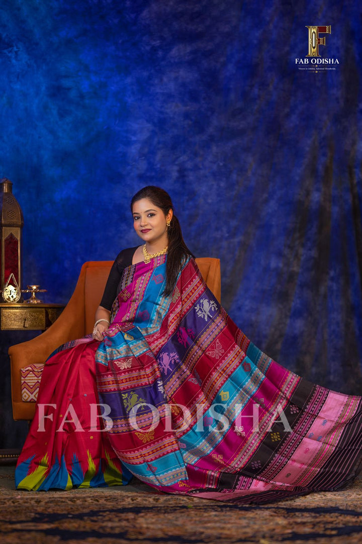 SANSKRITI DIVYA BERHAMPURI HANDLOOM DOUBLE AANCHAL PURE SILK PATTA SAREE