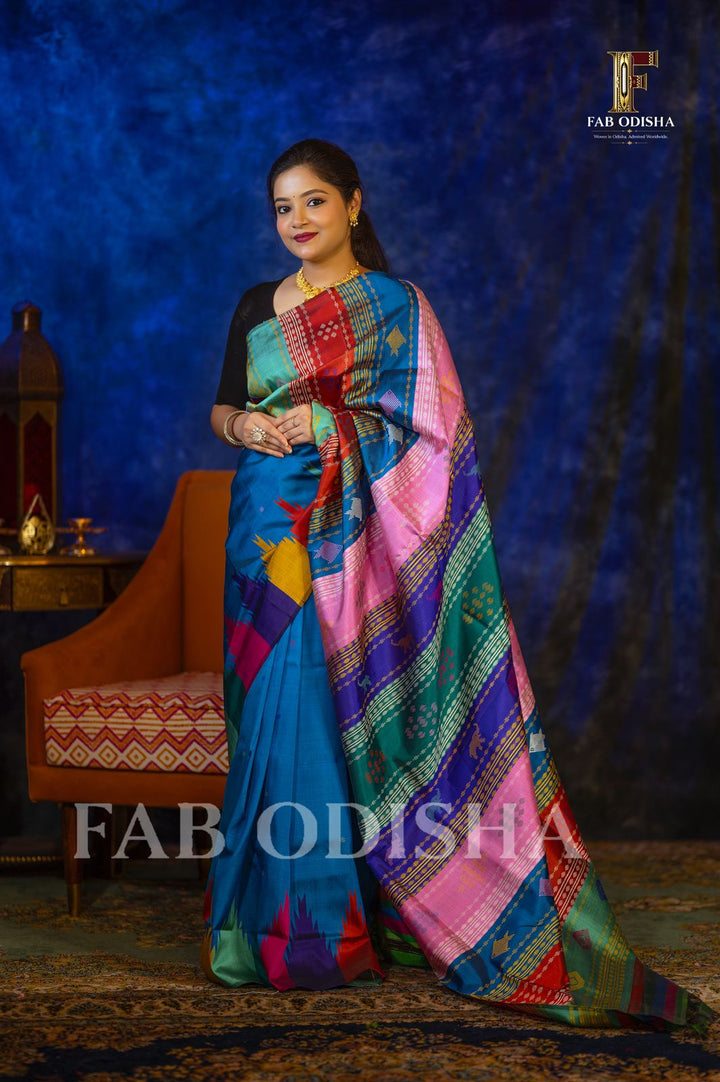 MAYRA VASTRA BERHAMPURI HANDLOOM DOUBLE AANCHAL PURE SILK PATTA SAREE