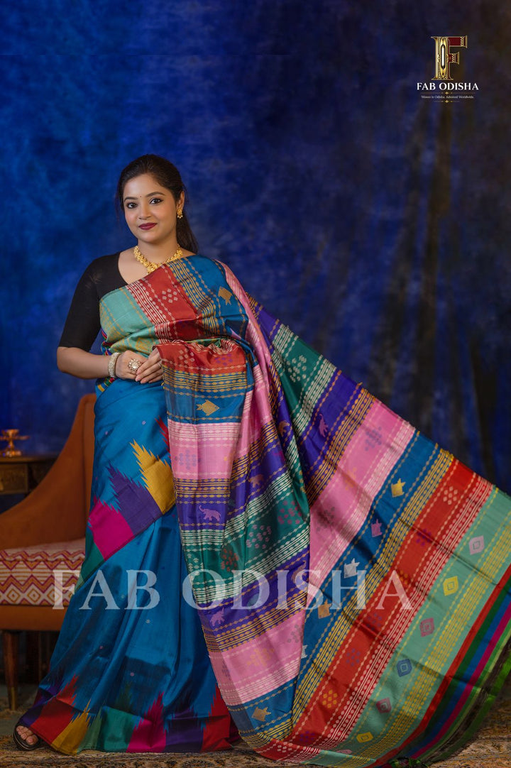 MAYRA VASTRA BERHAMPURI HANDLOOM DOUBLE AANCHAL PURE SILK PATTA SAREE