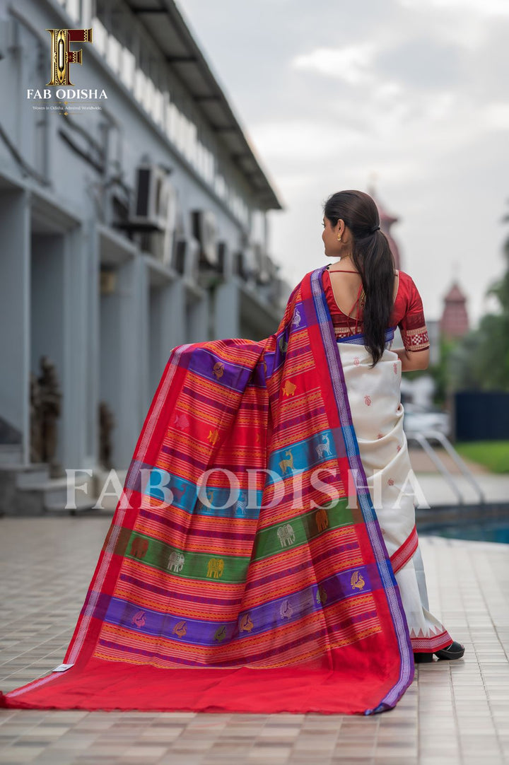 SINDOORI VASTRA BERHAMPURI DOUBLE AANCHAL PURE SILK PATTA SAREE