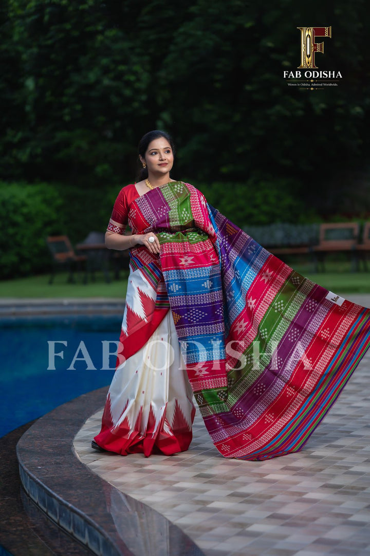 SITA MAN BASIYA BERHAMPURI DOUBLE AANCHAL PURE SILK PATTA SAREE