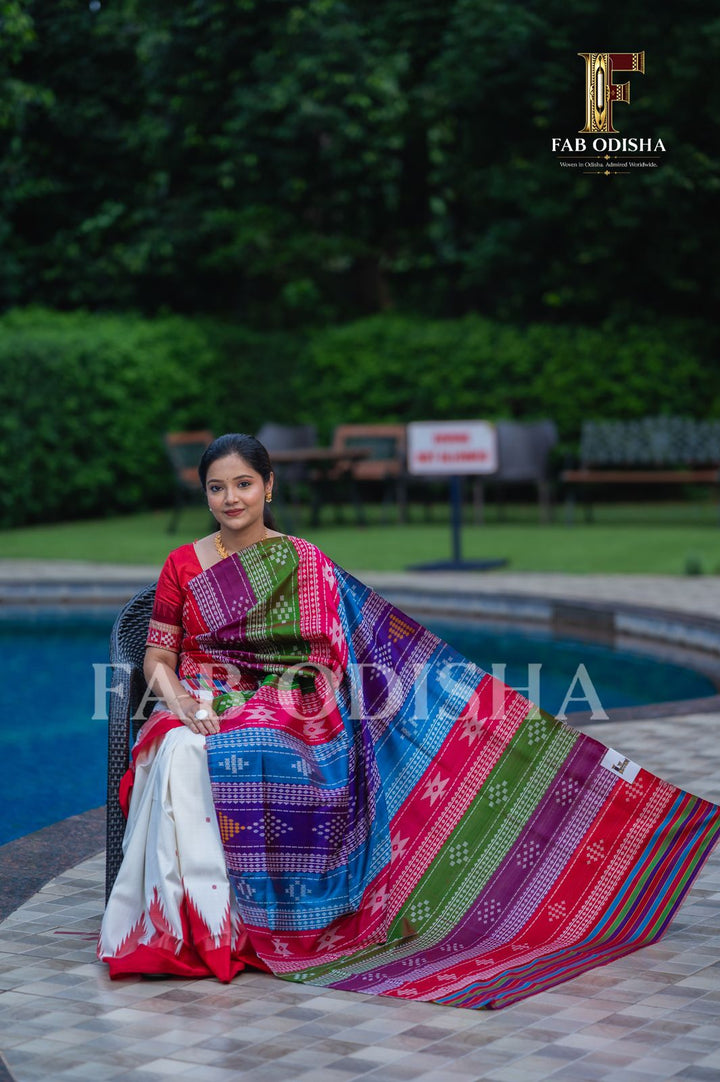 SITA MAN BASIYA BERHAMPURI DOUBLE AANCHAL PURE SILK PATTA SAREE
